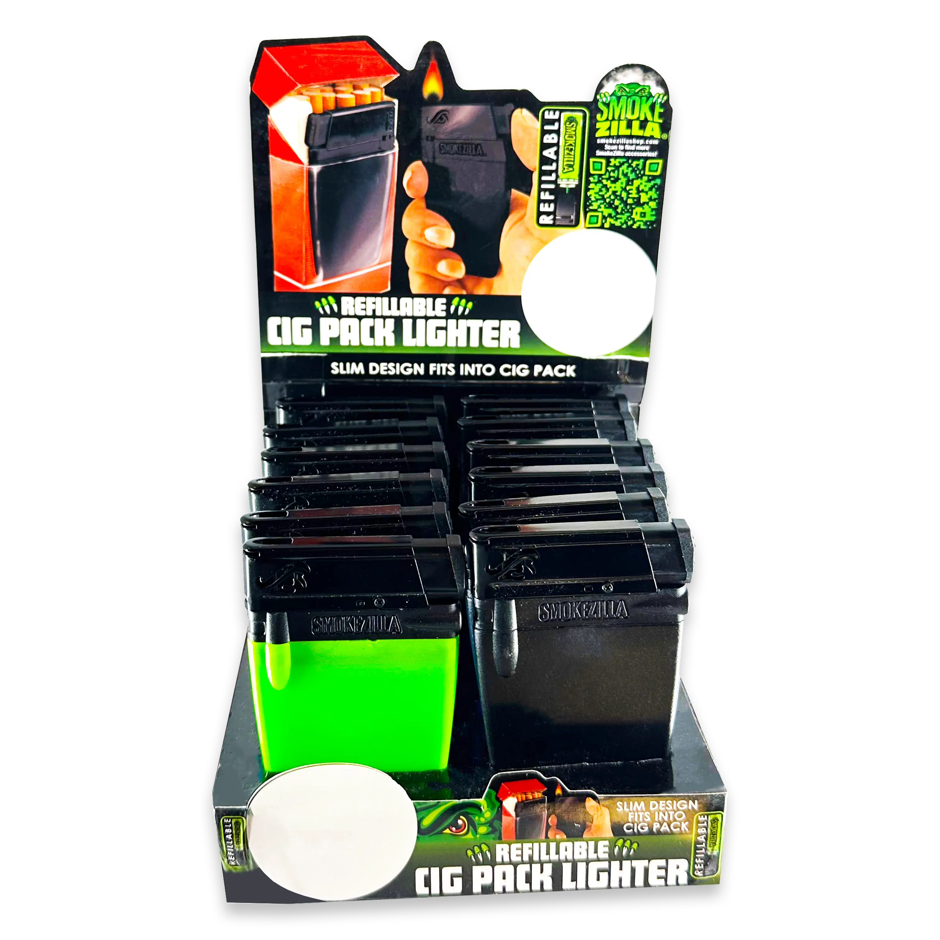 Cigarette Pack Thin Lighter - 12 Pieces Per Retail Ready Display 23483 SMOKEZILLA