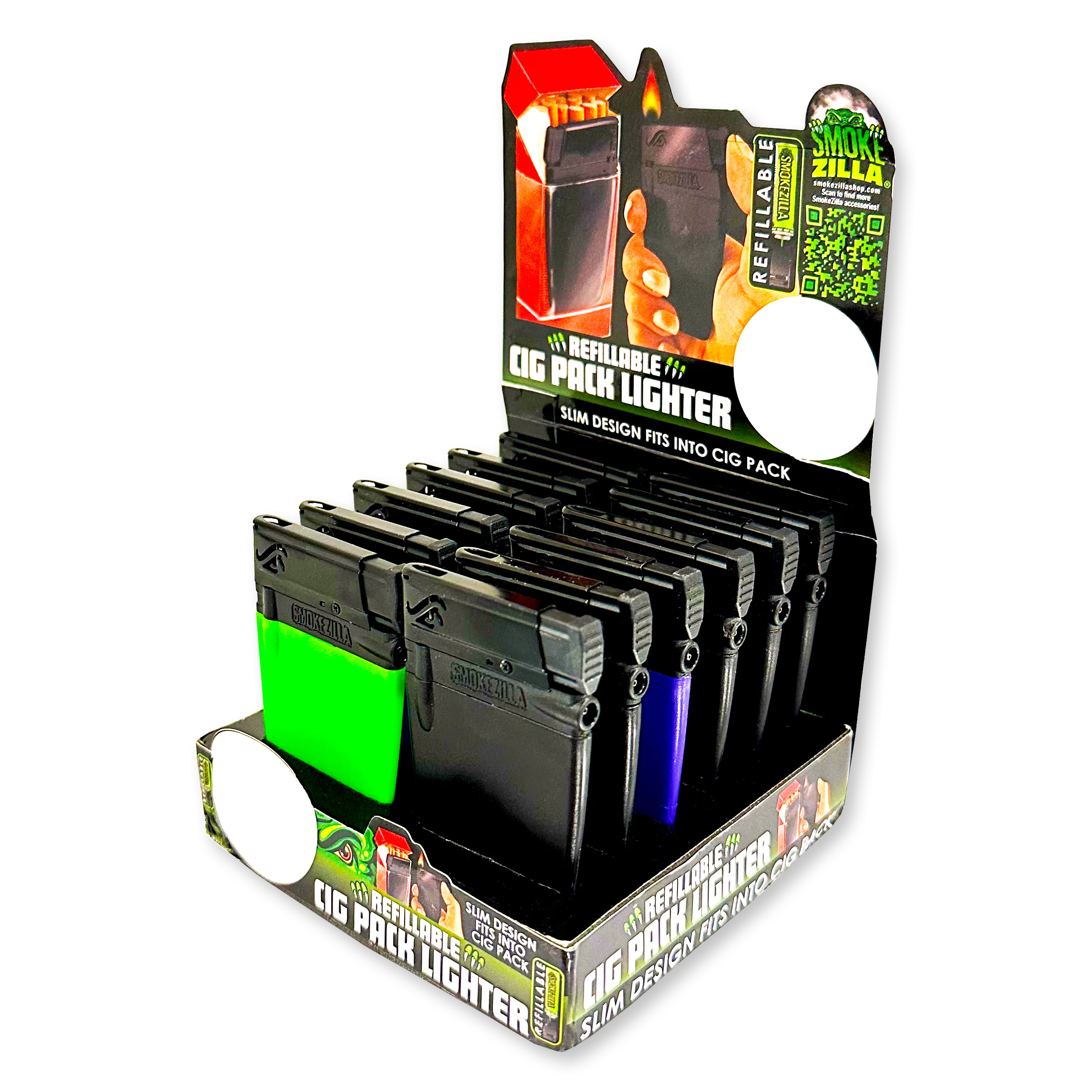 Cigarette Pack Thin Lighter - 12 Pieces Per Retail Ready Display 23483 SMOKEZILLA