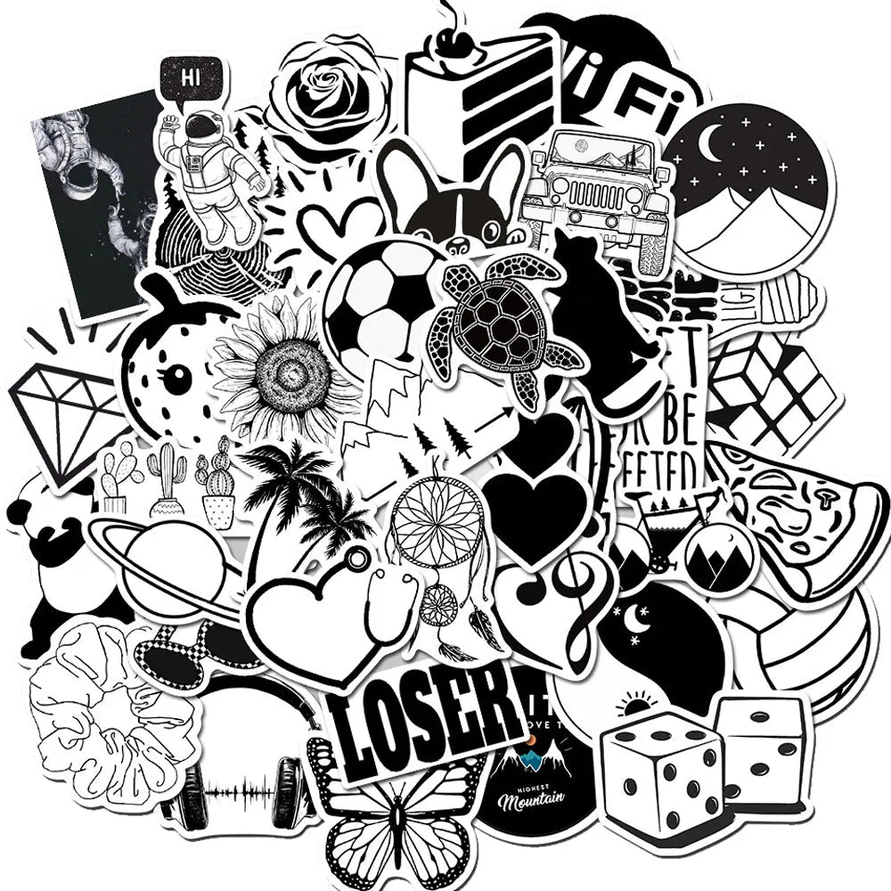 Premium Vinyl Black & White Sticker (pack of 50)