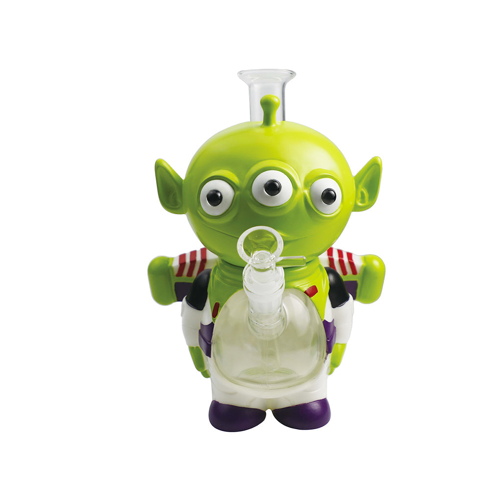Glass Water Pipe - Alien Cadet (9")