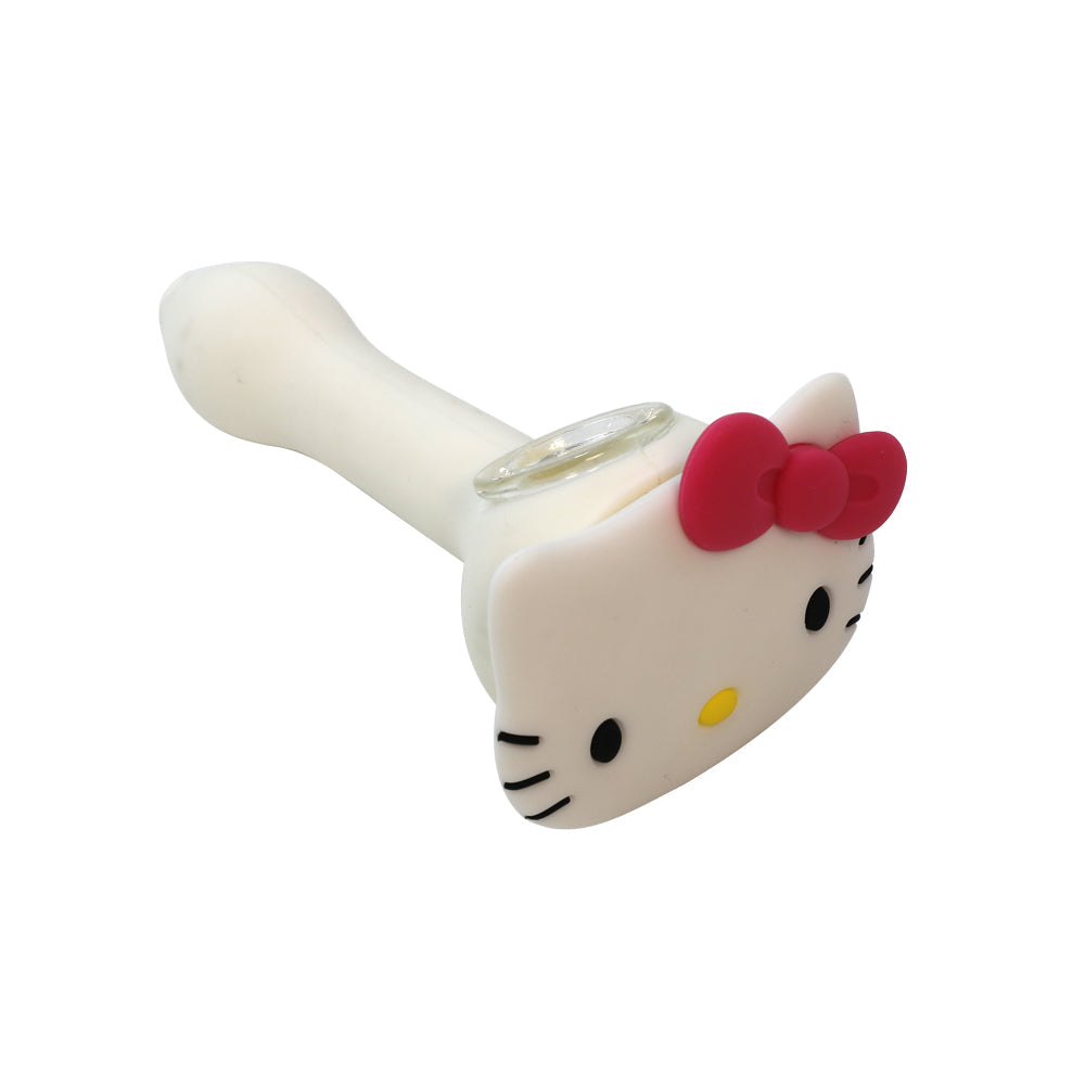 Silicone Hand Pipe - White Mini Kitty (4.5")