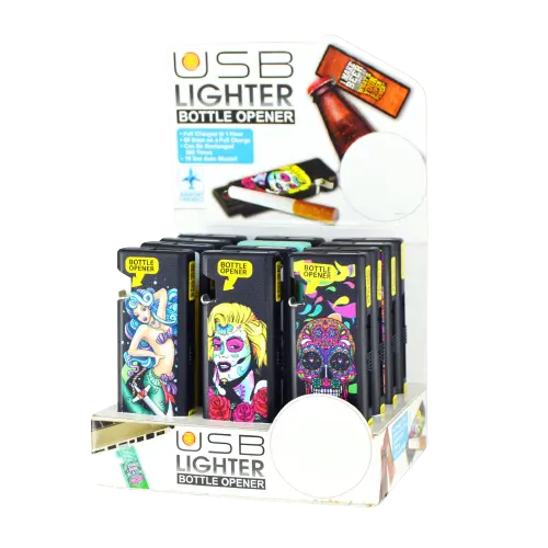 USB Coil Lighter Bottle Opener - 12 Pieces Per Retail Ready Display 21651 NOVELTY INC
