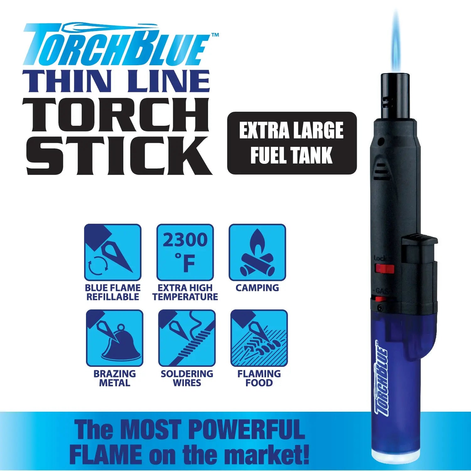Thin Line Torch Stick Lighter - 12 Pieces Per Retail Ready Display 21791 TORCH BLUE