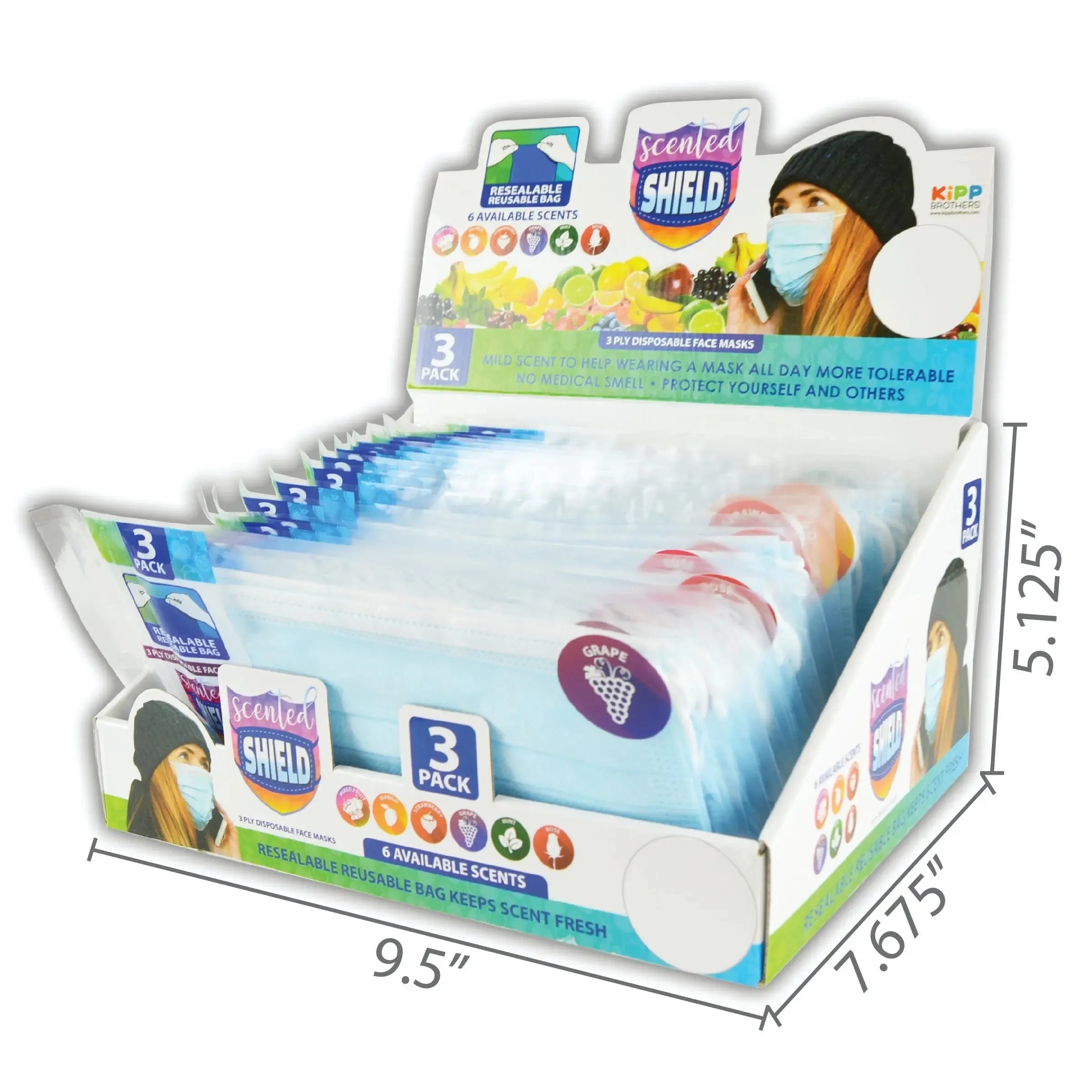 Scented Disp Mask 3 Pack 24 Pieces Per Retail Ready Display 21793 KIPP BROTHERS