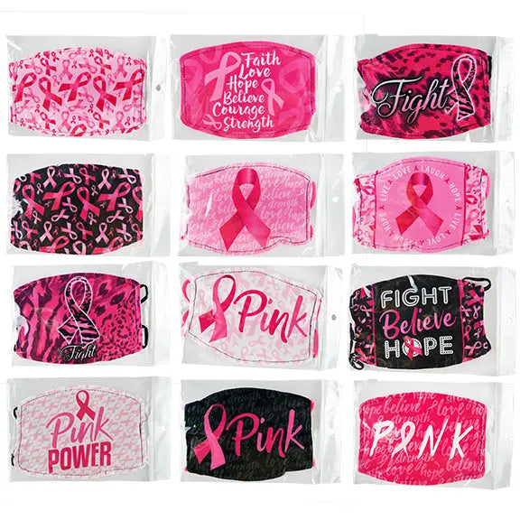 Breast Cancer Awareness Printed Face Cover - 24 Pieces Per Retail Ready Display 21933 KIPP BROTHERS
