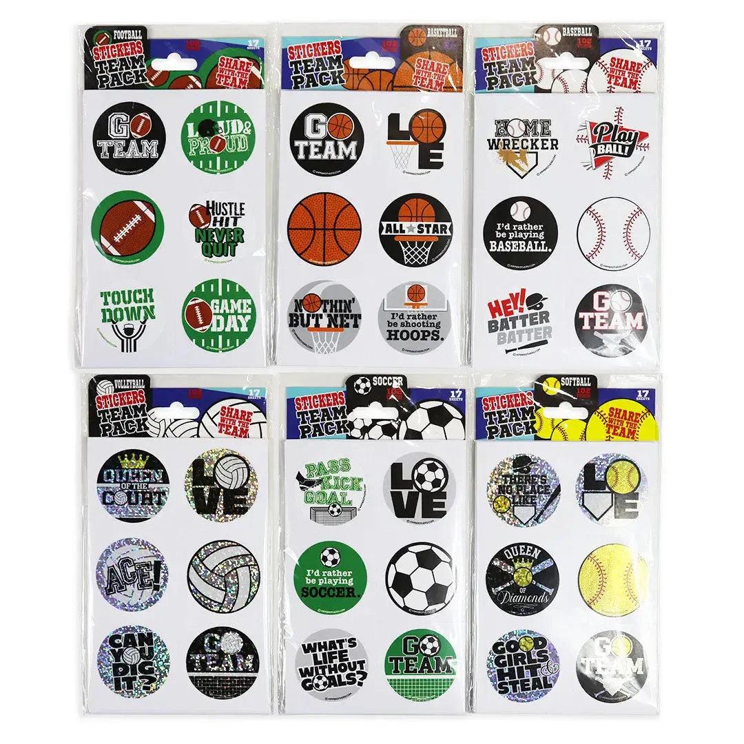 Sports Stickers Team Pack 24 Pieces Per Retail Ready Display 22040 NOVELTY INC