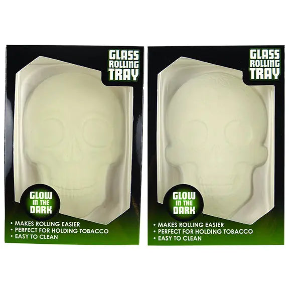 Glow in The Dark Skull Glass Rolling Tray - 6 Pieces Per Retail Ready Display 22066 SMOKEZILLA