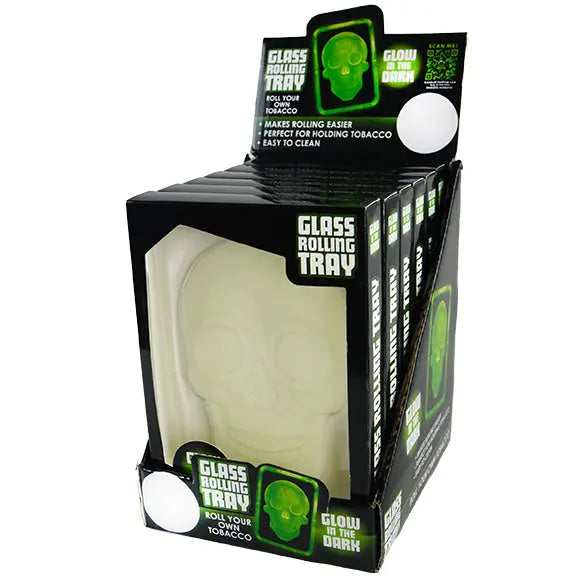 Glow in The Dark Skull Glass Rolling Tray - 6 Pieces Per Retail Ready Display 22066 SMOKEZILLA