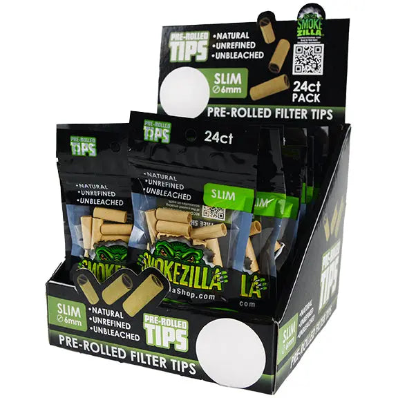 Natural Unbleached Pre-Roll Tips 6Mm - 24 Packs Per Retail Ready Display 22353 SMOKEZILLA