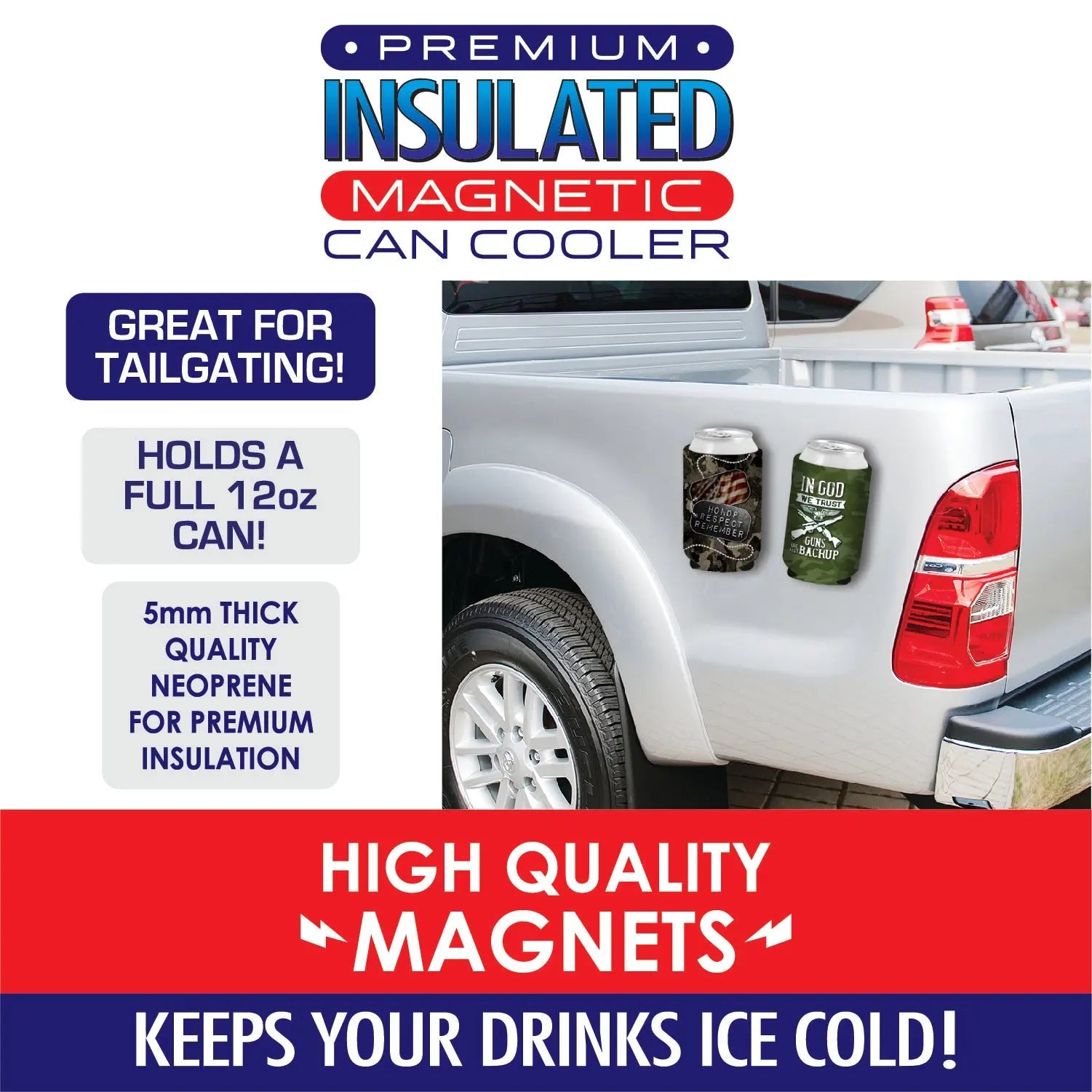 Neoprene Magnetic Can and Bottle Cooler - 6 Pieces Per Retail Ready Display 22429 POLAR GEAR