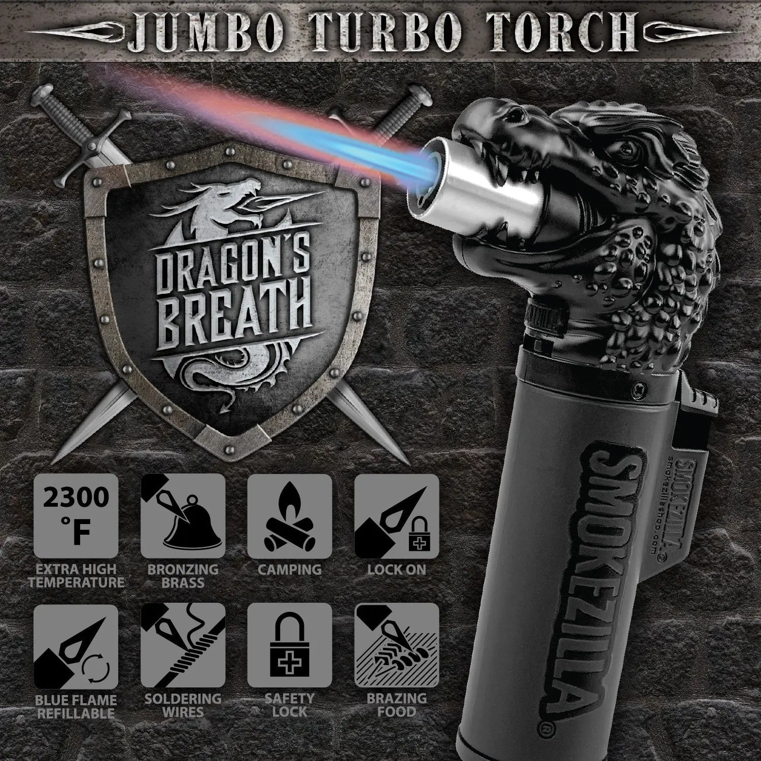Dragon XXL Torch Lighter - 6 Pieces Per Retail Ready Display 23386 SMOKEZILLA