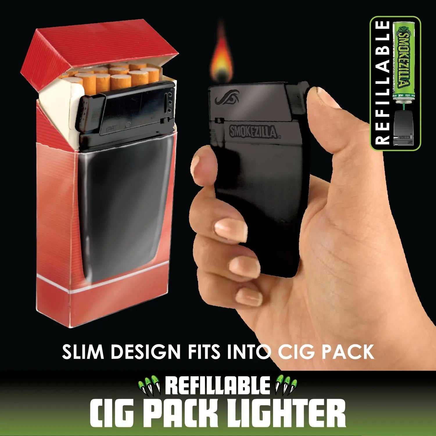 Cigarette Pack Thin Lighter - 12 Pieces Per Retail Ready Display 23483 SMOKEZILLA