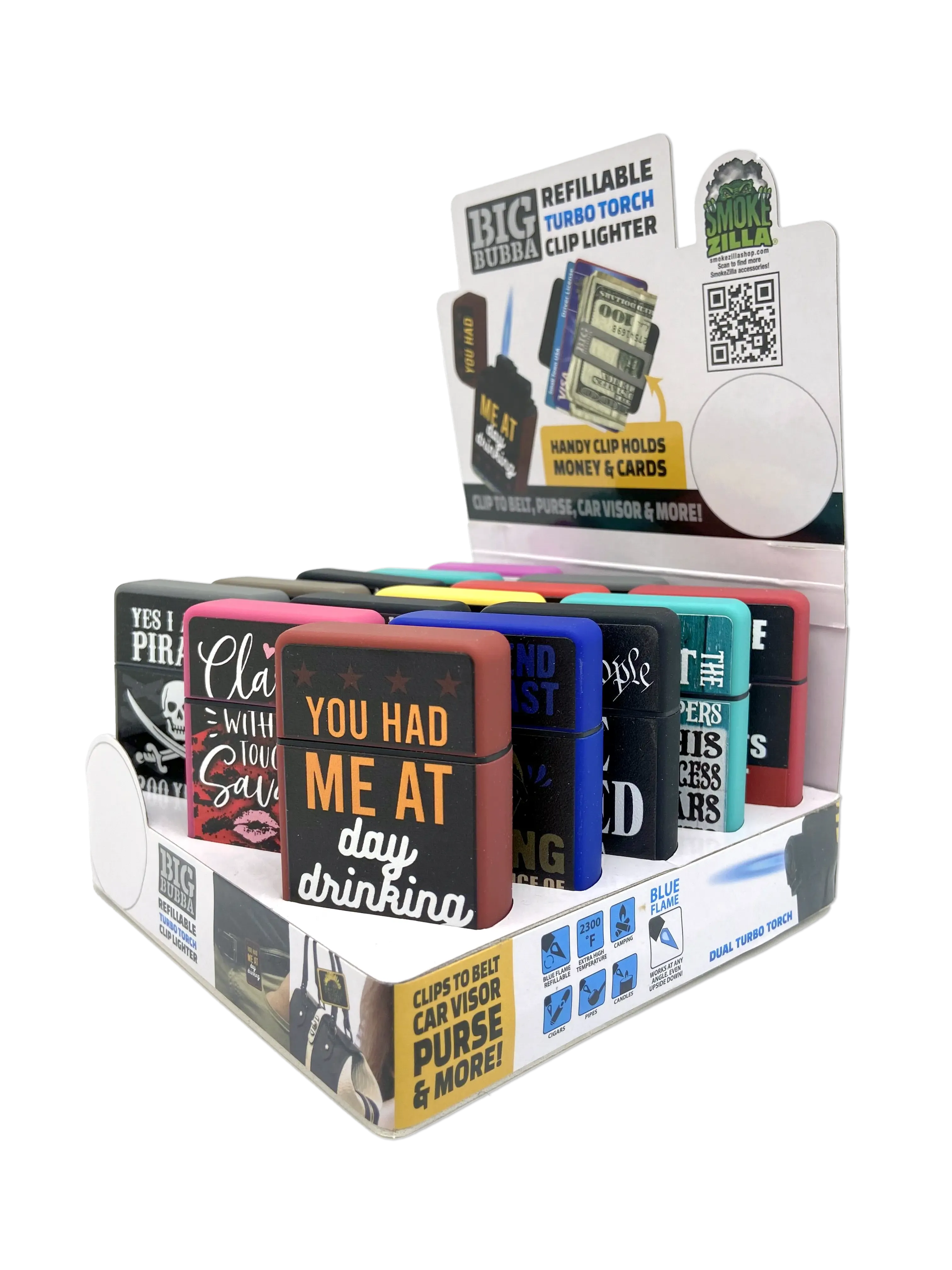 Big Bubba Dual Torch Lighter with Money Clip - 15 Pieces Per Retail Ready Display 23487 SMOKEZILLA