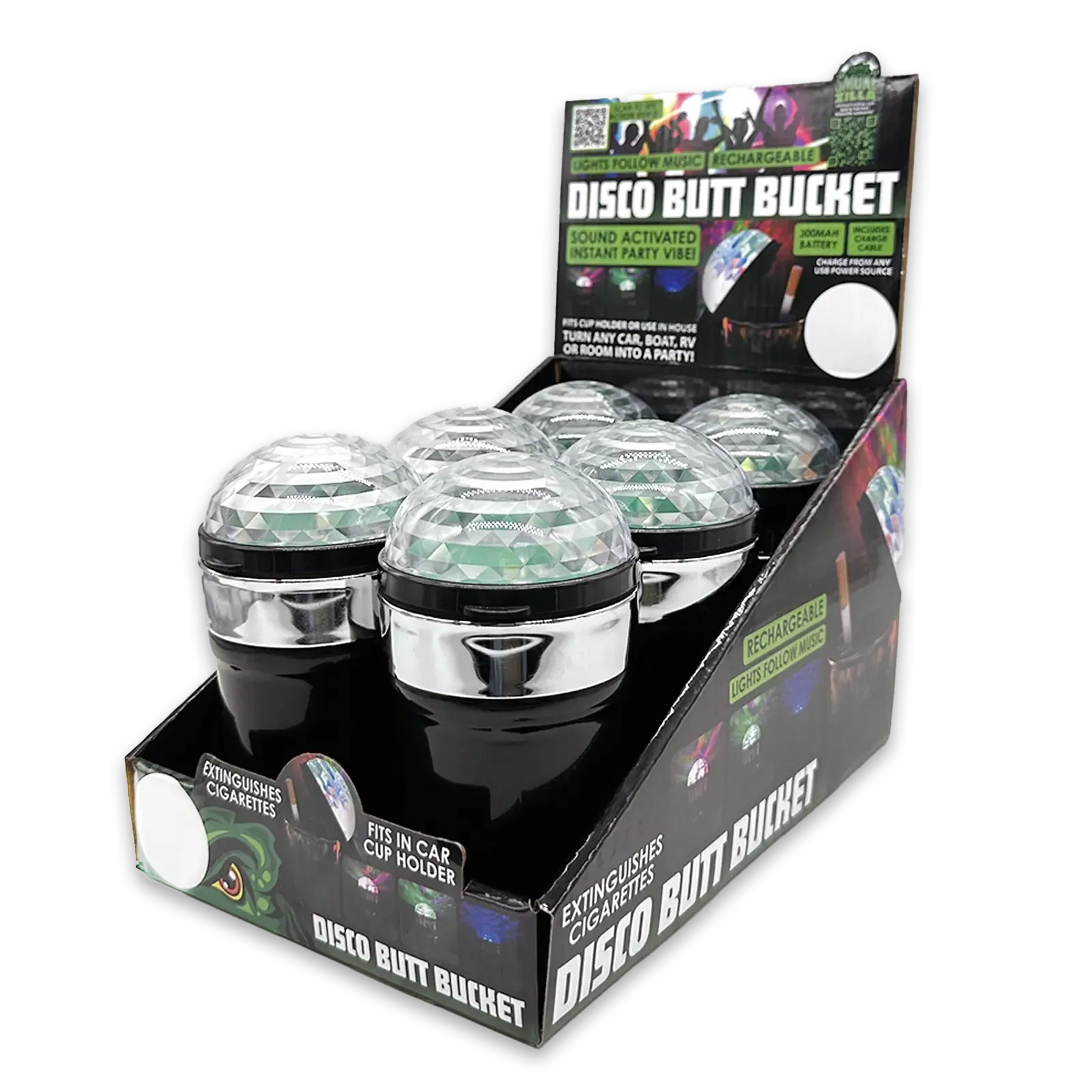 Disco Butt Bucket with Sound Activated LED Lights - 6 Pieces Per Retail Ready Display 23742 SMOKEZILLA
