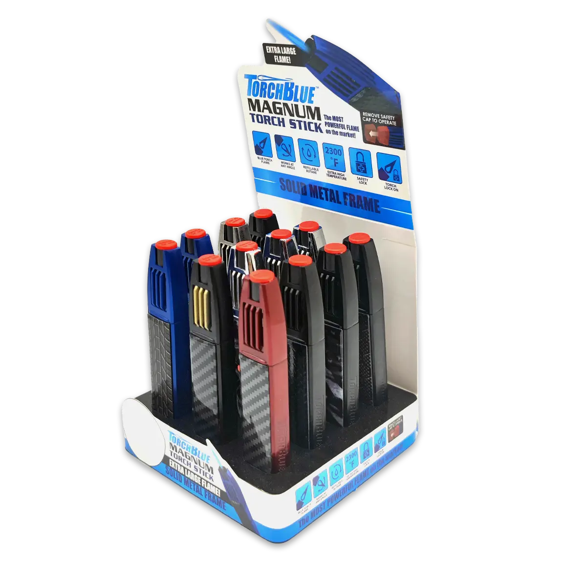 Magnum Zinc Torch Stick Lighter - 12 Pieces Per Retail Ready Display 23755 TORCH BLUE