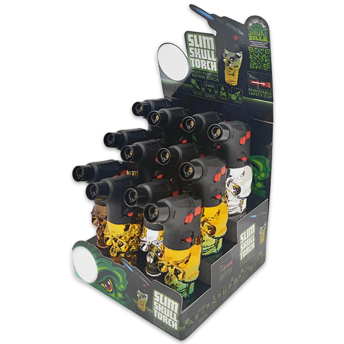 Metallic Slim Skull Torch Lighter - 12 Pieces Per Retail Ready Display 23770 SMOKEZILLA
