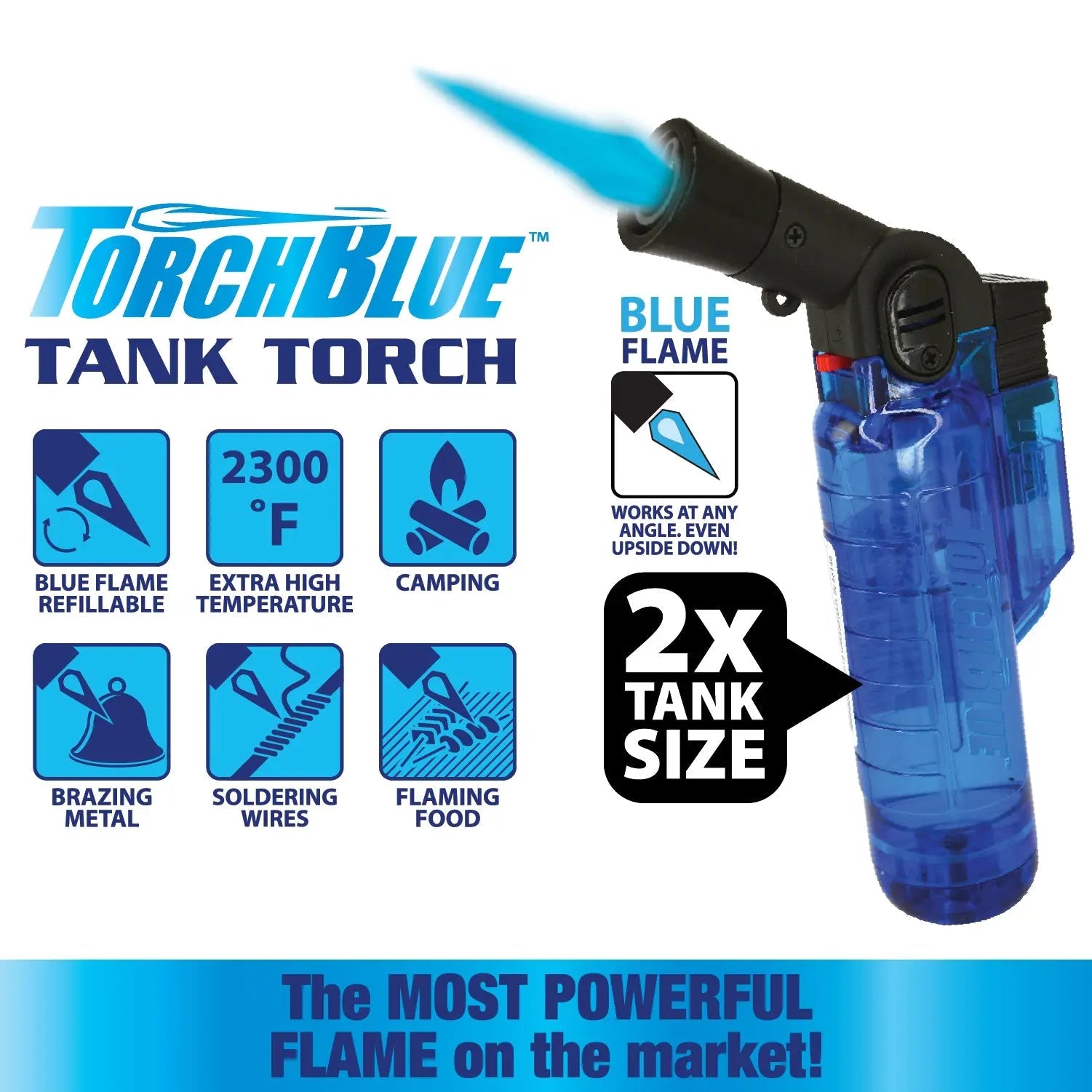 Large Tank XXL Torch Lighter - 16 Pieces Per Retail Ready Display 23814 TORCH BLUE