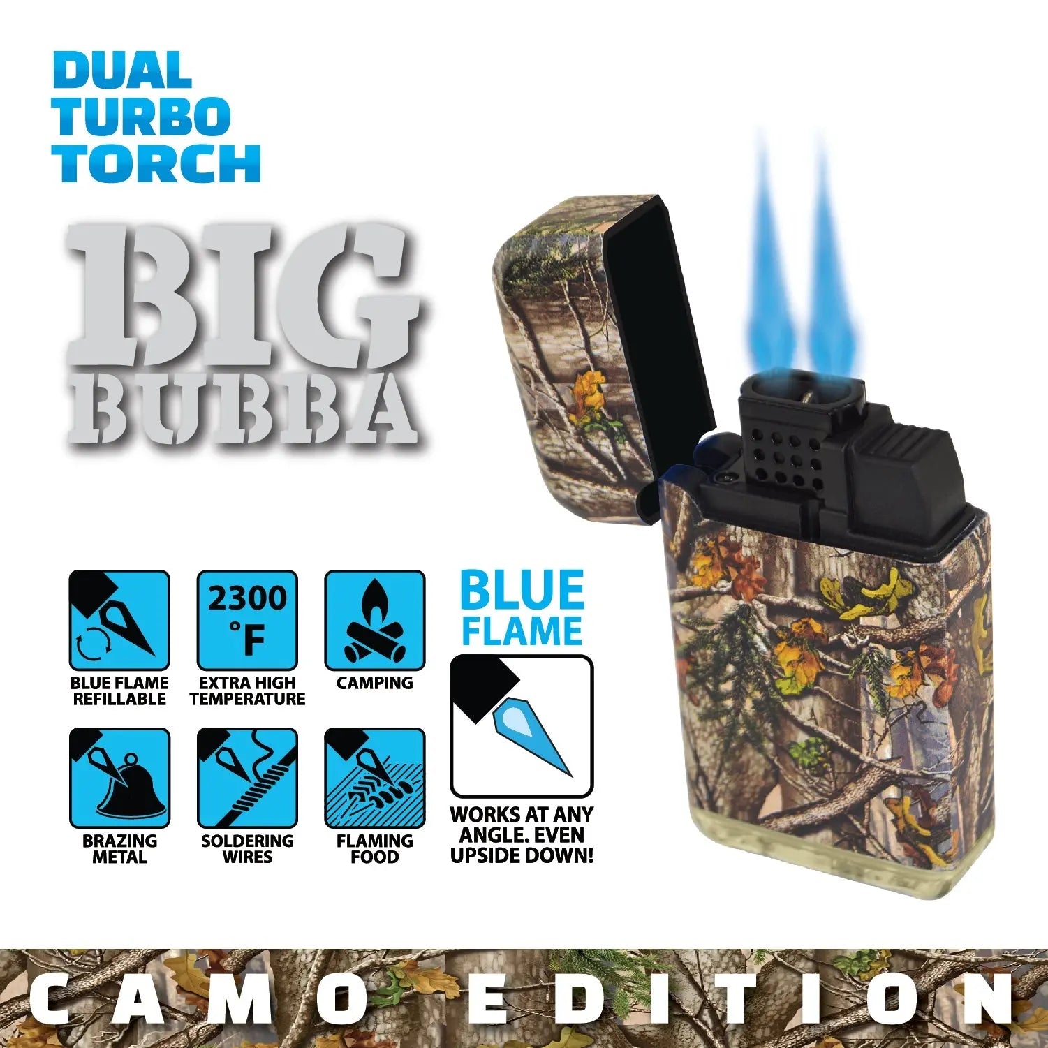 Big Bubba Camo Dual Torch Lighter - 15 Pieces Per Retail Ready Display 23925 SMOKEZILLA
