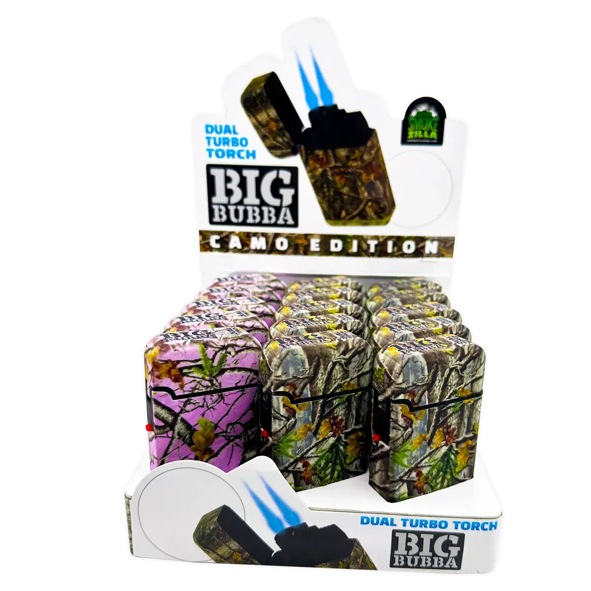 Camo Torch Tower – 3 Tier Metal Countertop Assortment - 39 Pieces Per Retail Ready Display 88671 TORCH BLUE