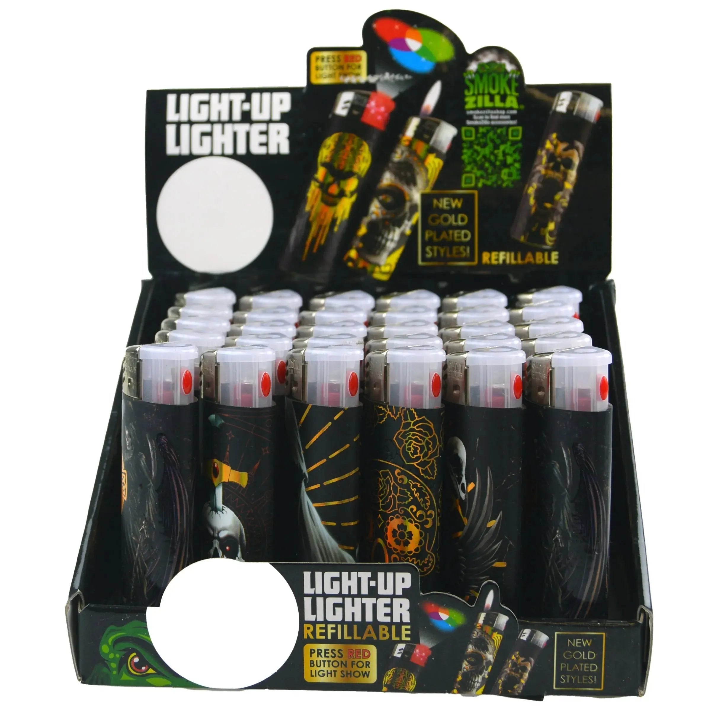 Foil Print Light-Up Lighter - 30 Pieces Per Retail Ready Display 23954 SMOKEZILLA