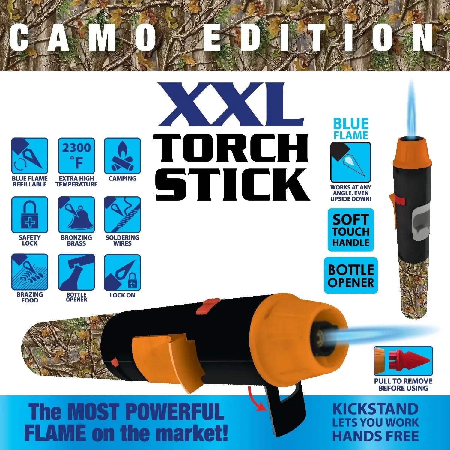 Camo Torch Stick Lighter- 6 Pieces Per Retail Ready Display 40304 TORCH BLUE