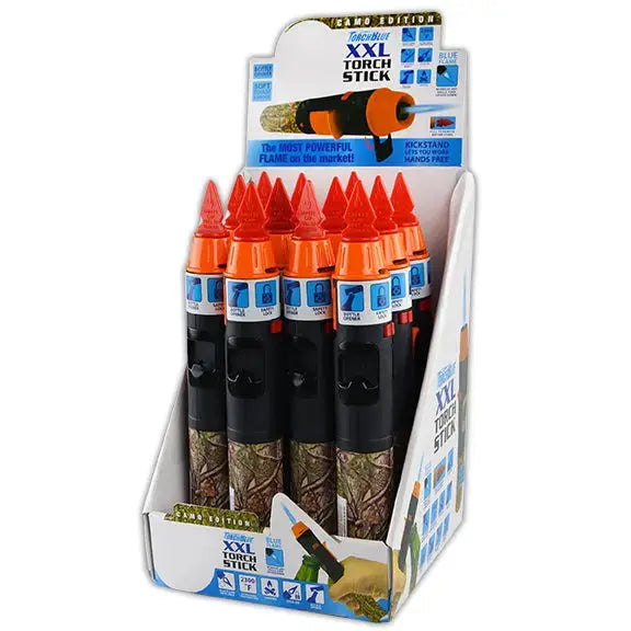 Camo Torch Tower – 3 Tier Metal Countertop Assortment - 39 Pieces Per Retail Ready Display 88671 TORCH BLUE