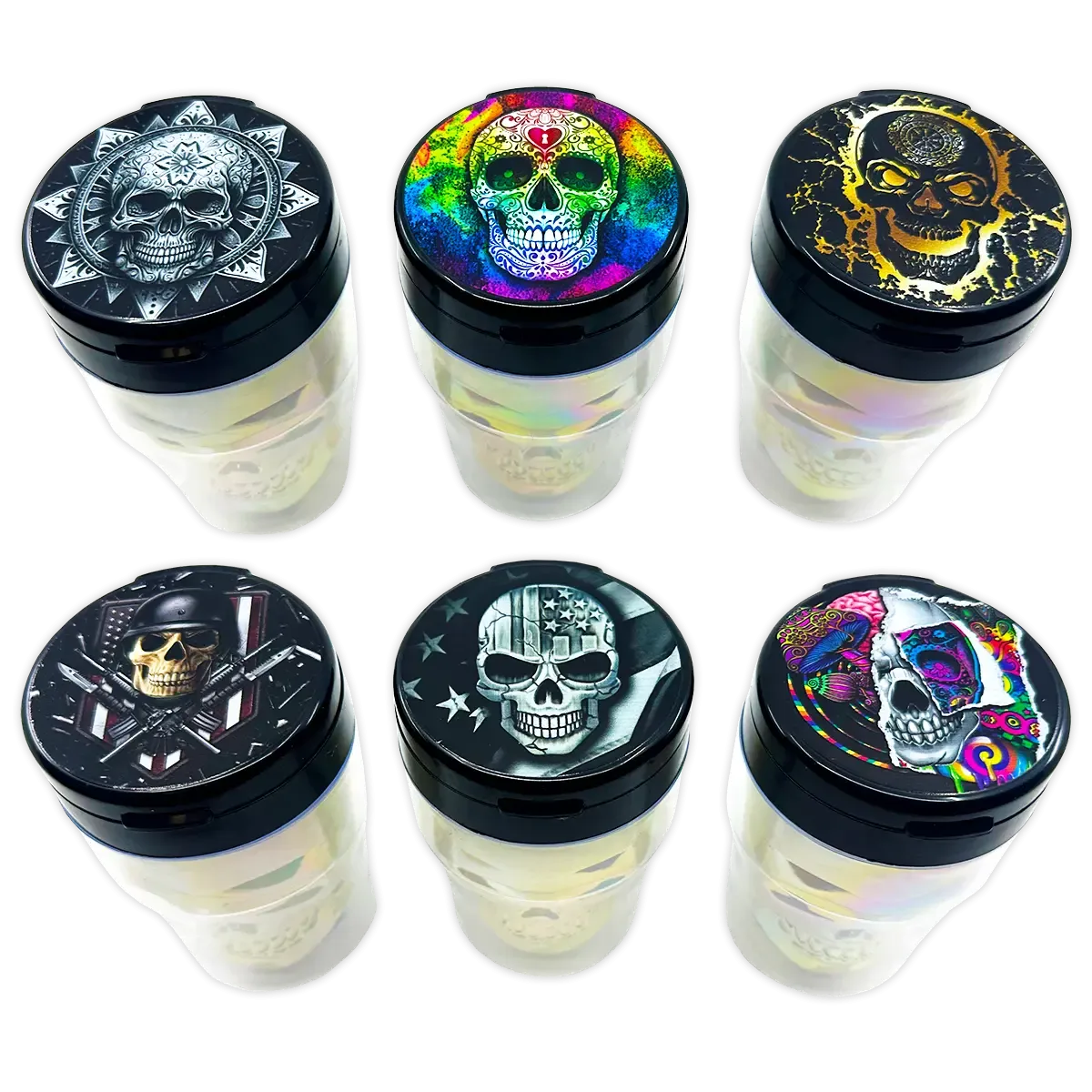 Printed Lid Light-Up Skull Butt Bucket Ashtray - 6 Pieces Per Retail Ready Display 23981 SMOKEZILLA