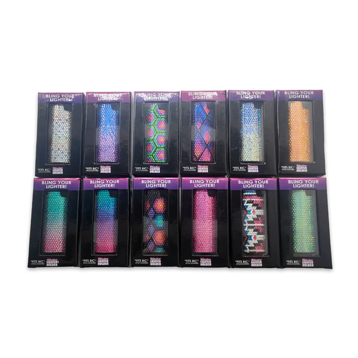 Rhinestone Lighter Case - 12 Pieces Per Retail Ready Display 24382 SMOKEZILLA