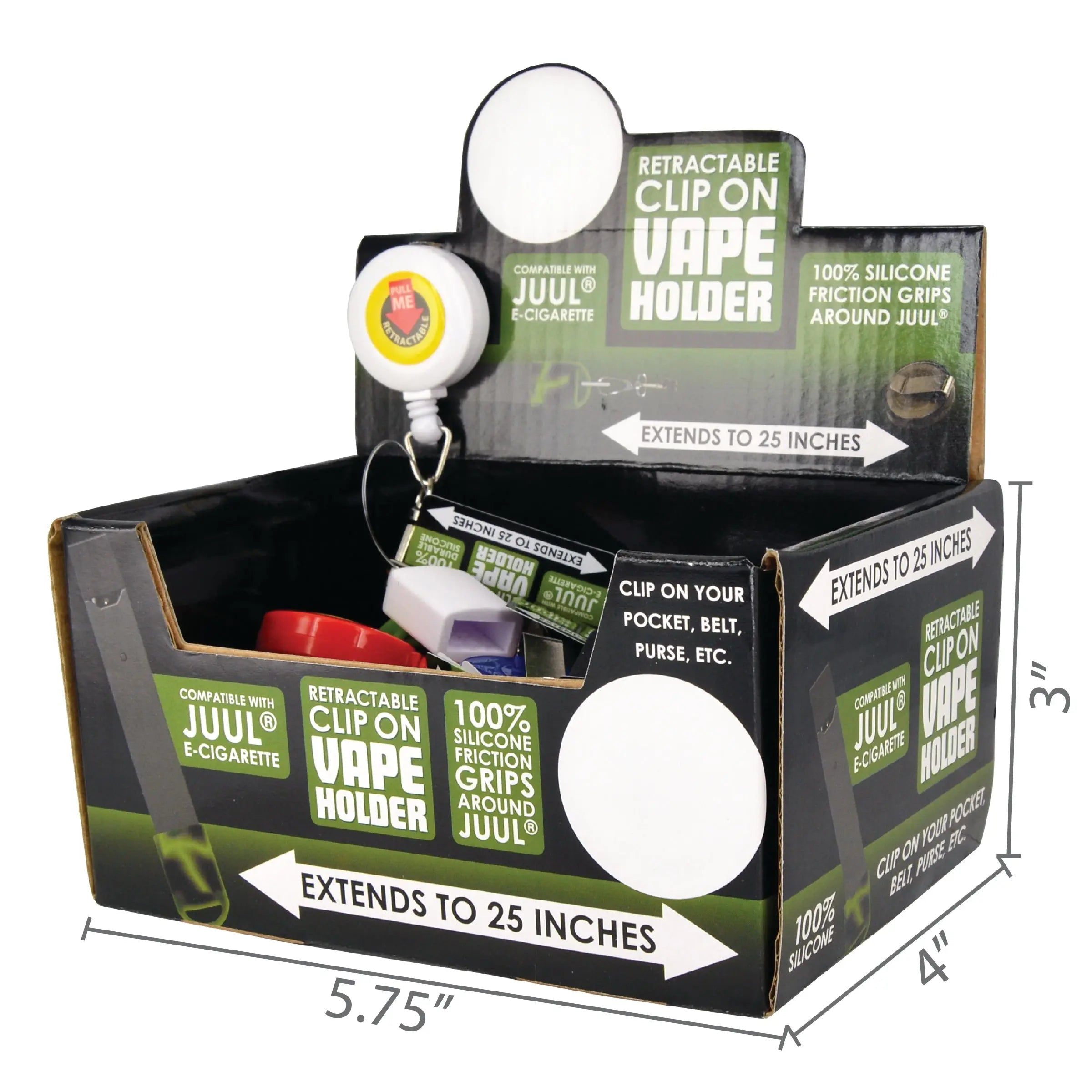 Clip On Vape Holder with Retractable Cord - 18 Pieces Per Retail Ready Display 24670 SMOKEZILLA