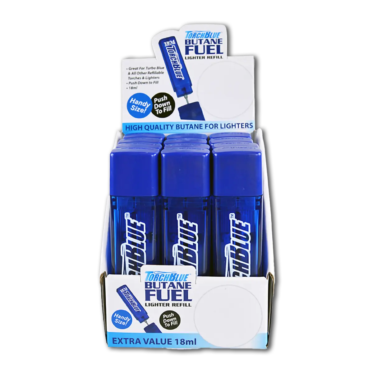 18ML Bulk Torch Blue Butane Refill - 12 Pieces Per Retail Ready Display 24701 TORCH BLUE