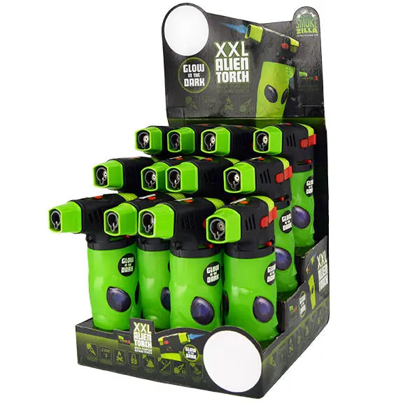 Glow In The Dark Molded Alien XXL Torch Lighter - 12 Pieces Per Retail Ready Display 24811 SMOKEZILLA