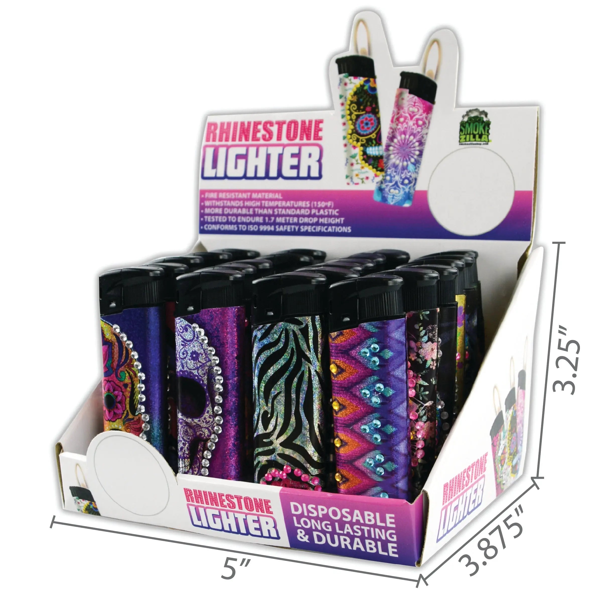Disposable Rhinestone Lighter - 24 Pieces Per Retail Ready Display 24909 SMOKEZILLA