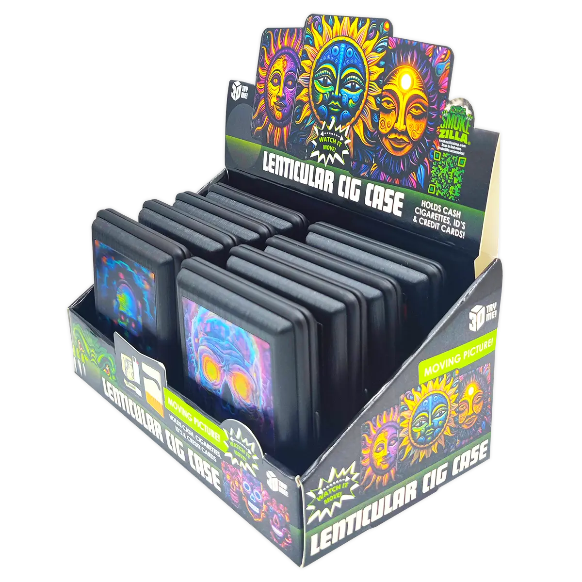 Metal Cigarette Case with Lenticular Front - 8 Pieces Per Retail Ready Display 25024 SMOKEZILLA