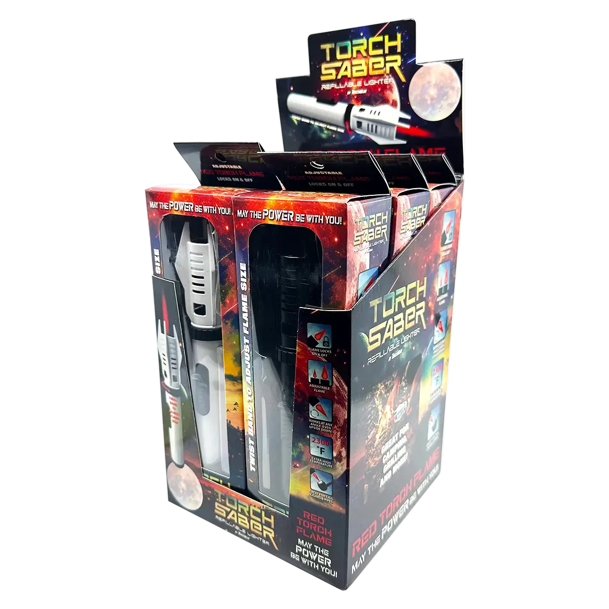 Torch Saber Torch Lighter with Red Flame - 6 Pieces Per Retail Ready Display 25028 SMOKEZILLA