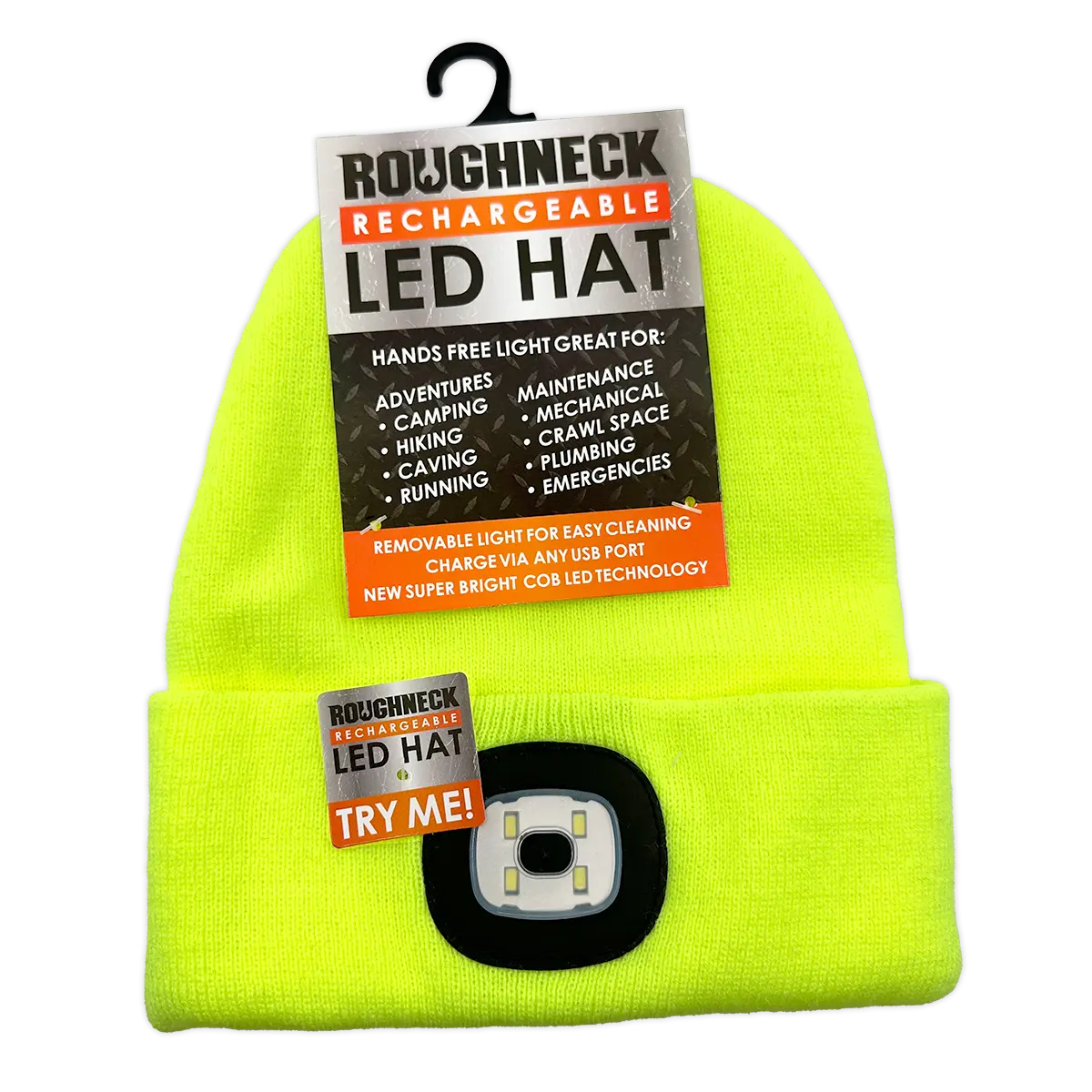 Yellow LED Light Hat 6 Pieces Per Retail Ready Display 25042 ROUGHNECK