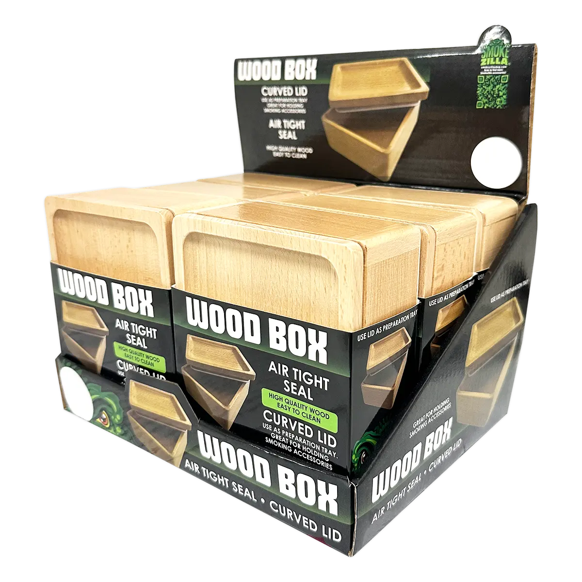 Wood Storage Box with Wood Tray Lid- 6 Pieces Per Retail Ready Display 25100 SMOKEZILLA