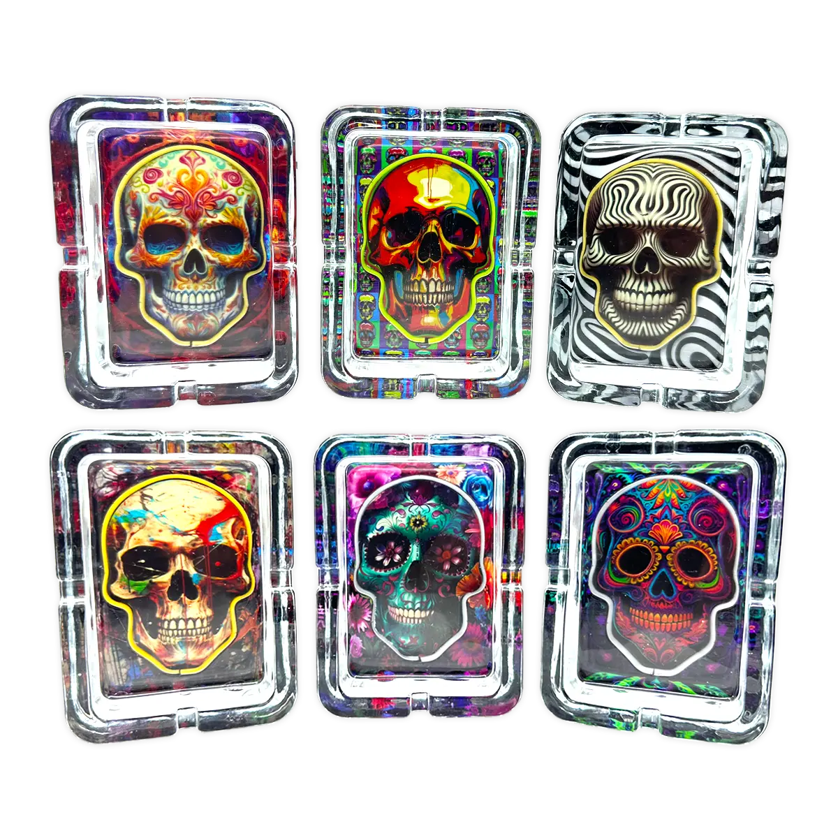 Light-Up Skull Glass Ashtray - 6 Per Retail Ready Display 25121 SMOKEZILLA