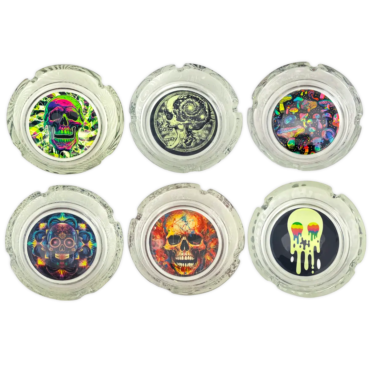 Glow in The Dark Glass Ashtray - 6 Pieces Per Retail Ready Display 25135 SMOKEZILLA
