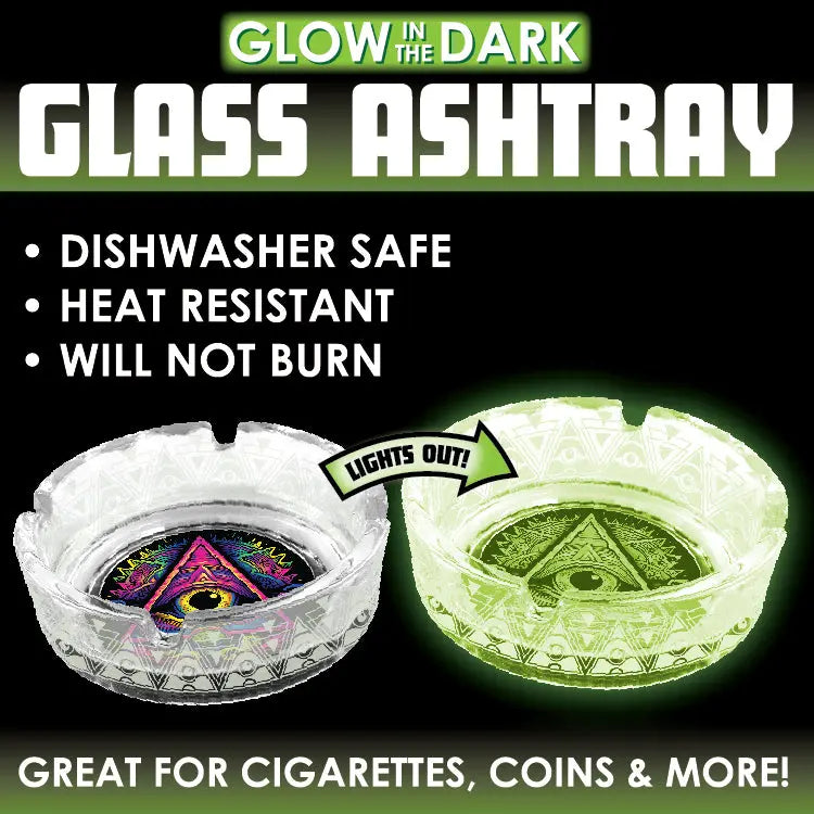 Glow in The Dark Glass Ashtray - 6 Pieces Per Retail Ready Display 25136 SMOKEZILLA
