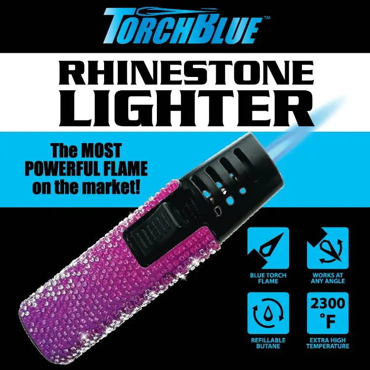 Rhinestone Torch Stick Bottle Opener Lighter - 12 Pieces Per Retail Ready Display 25140 TORCH BLUE