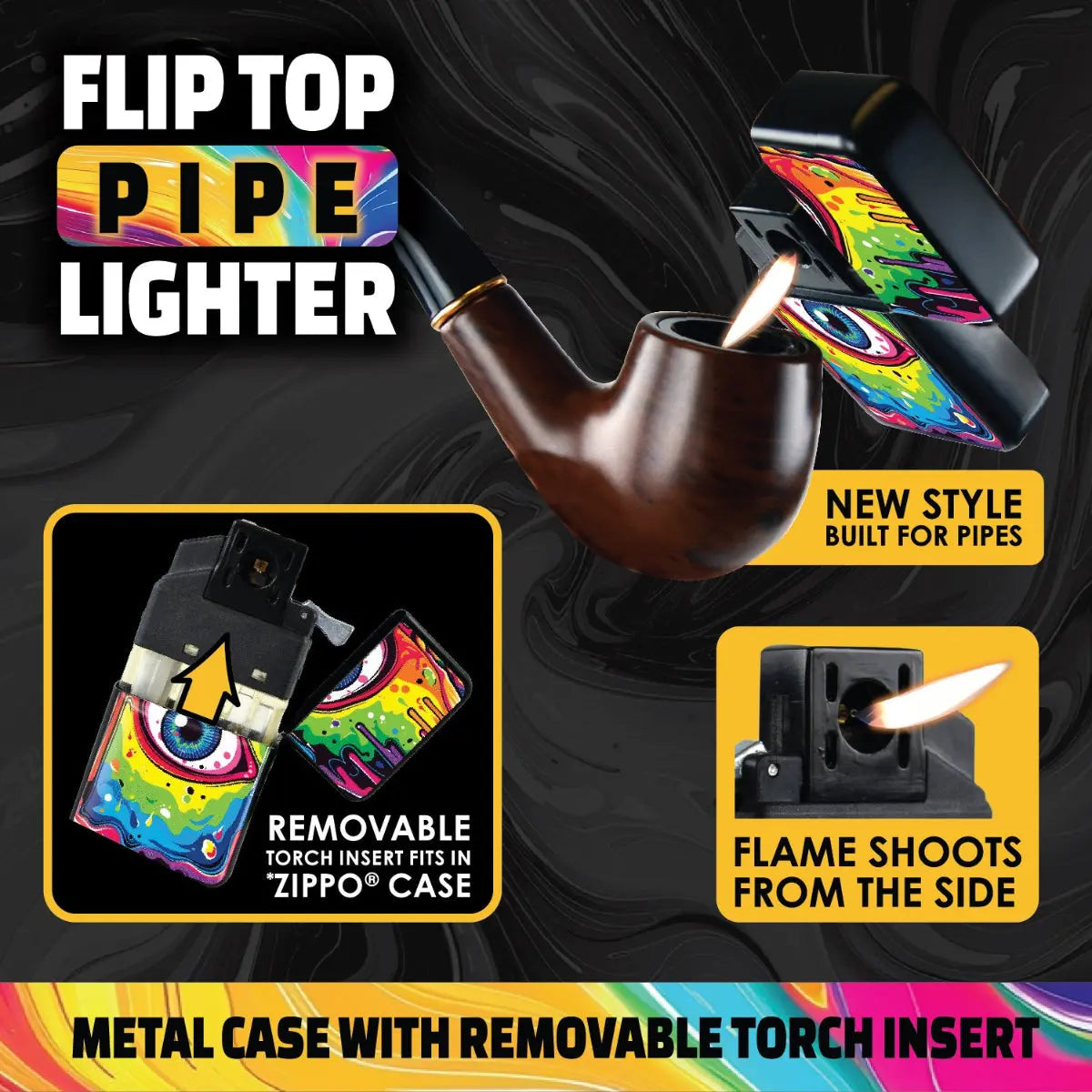 Mind Bending Metal Flip Torch Lighter - 12 Pieces Per Retail Ready Display 25259 SMOKEZILLA