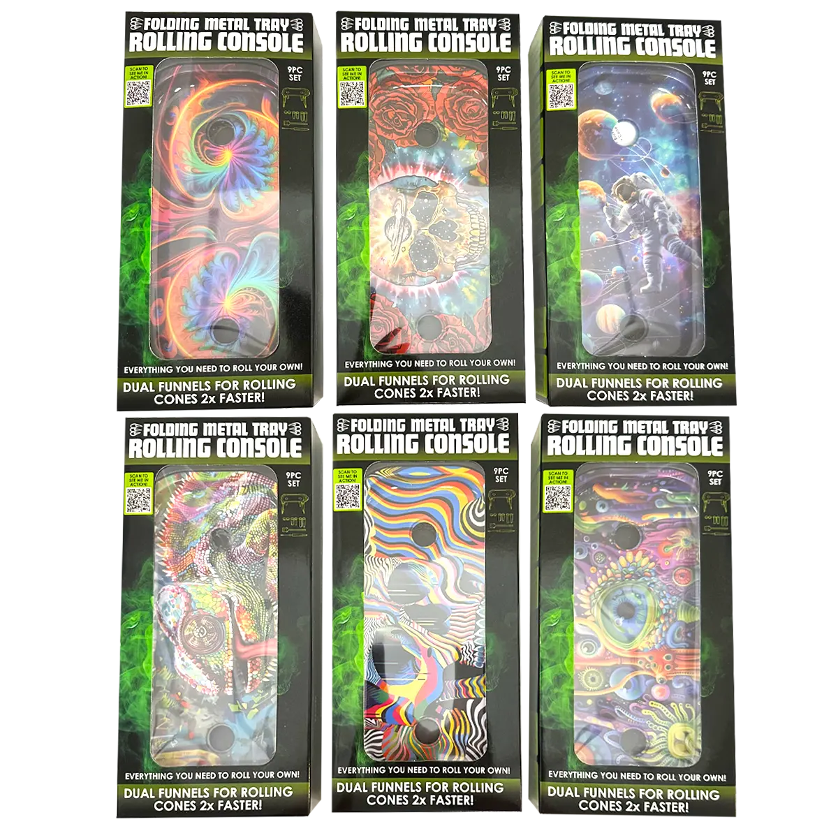 Folding Metal Tray Rolling Console - 6 Pieces Per Retail Ready Display 25267 SMOKEZILLA