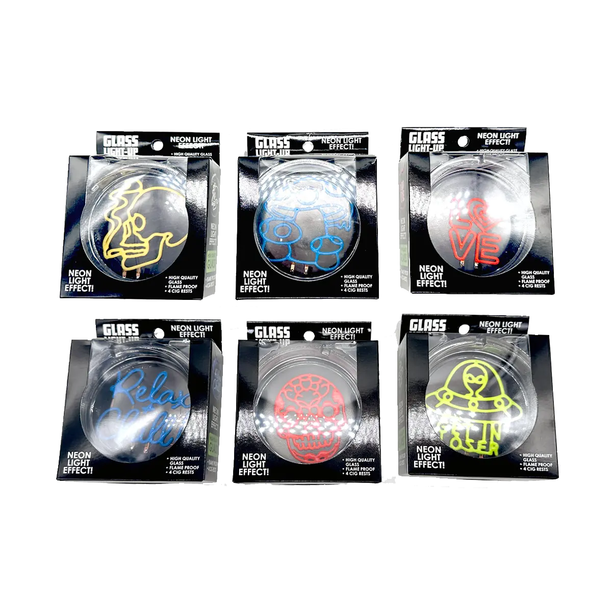 Light-Up Glass Ashtray - 6 Pieces Per Retail Ready Display 25271 SMOKEZILLA