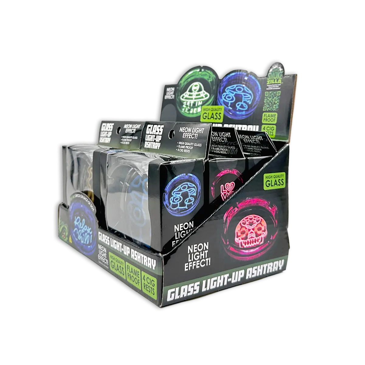 Light-Up Glass Ashtray - 6 Pieces Per Retail Ready Display 25271 SMOKEZILLA