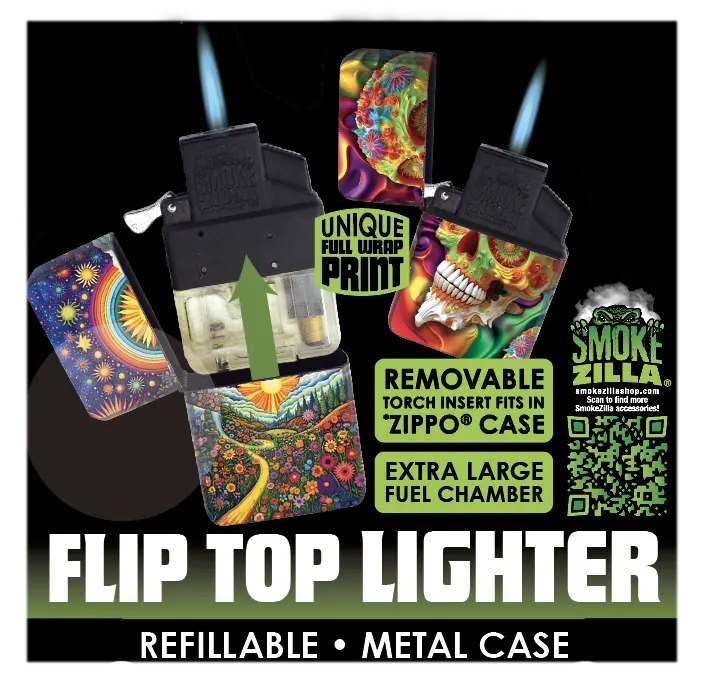 Metal Flip Top Lighter - 12 Pieces Per Retail Ready Display 25281 SMOKEZILLA