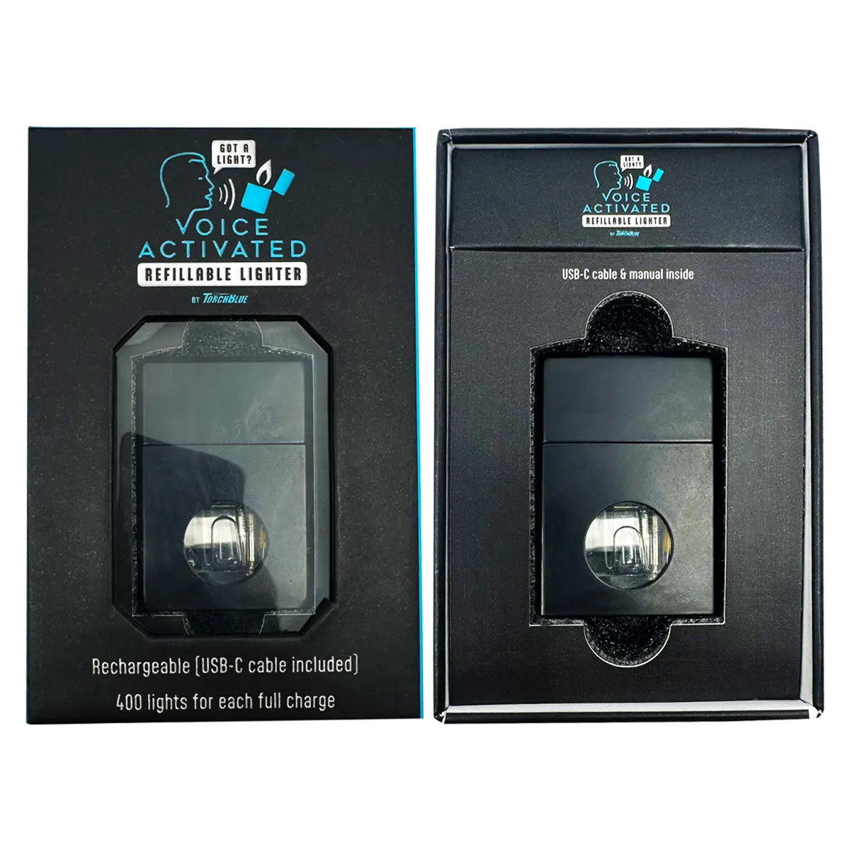 Voice Activated Flip Top Lighter - 6 Pieces Per Retail Ready Display 25288 TORCH BLUE