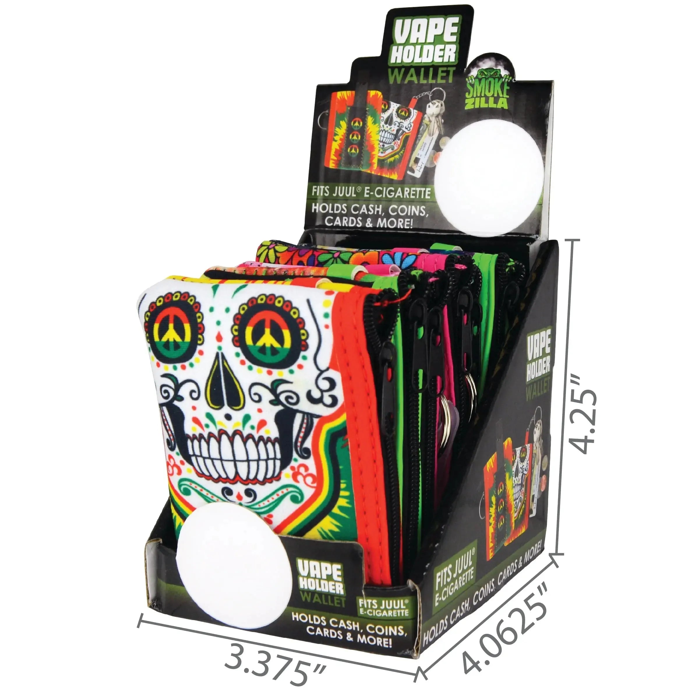 Neoprene Vape Wallet Pouch Key Chain - 6 Pieces Per Retail Ready Display 25526 SMOKEZILLA