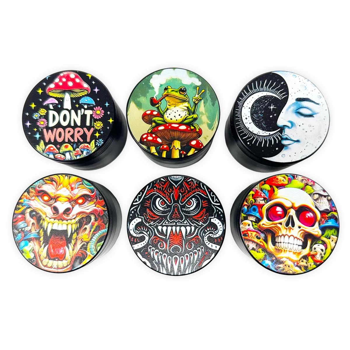 Metal 4 Piece Grinder with Printed Top - 6 Pieces Per Retail Ready Display 25551 SMOKEZILLA