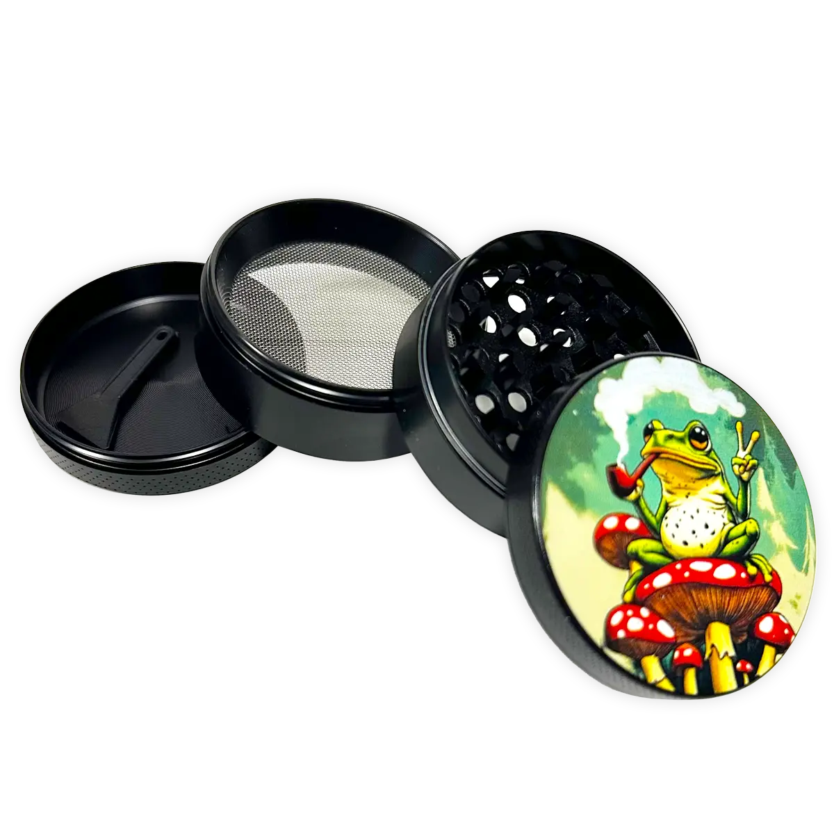 Metal 4 Piece Grinder with Printed Top - 6 Pieces Per Retail Ready Display 25551 SMOKEZILLA