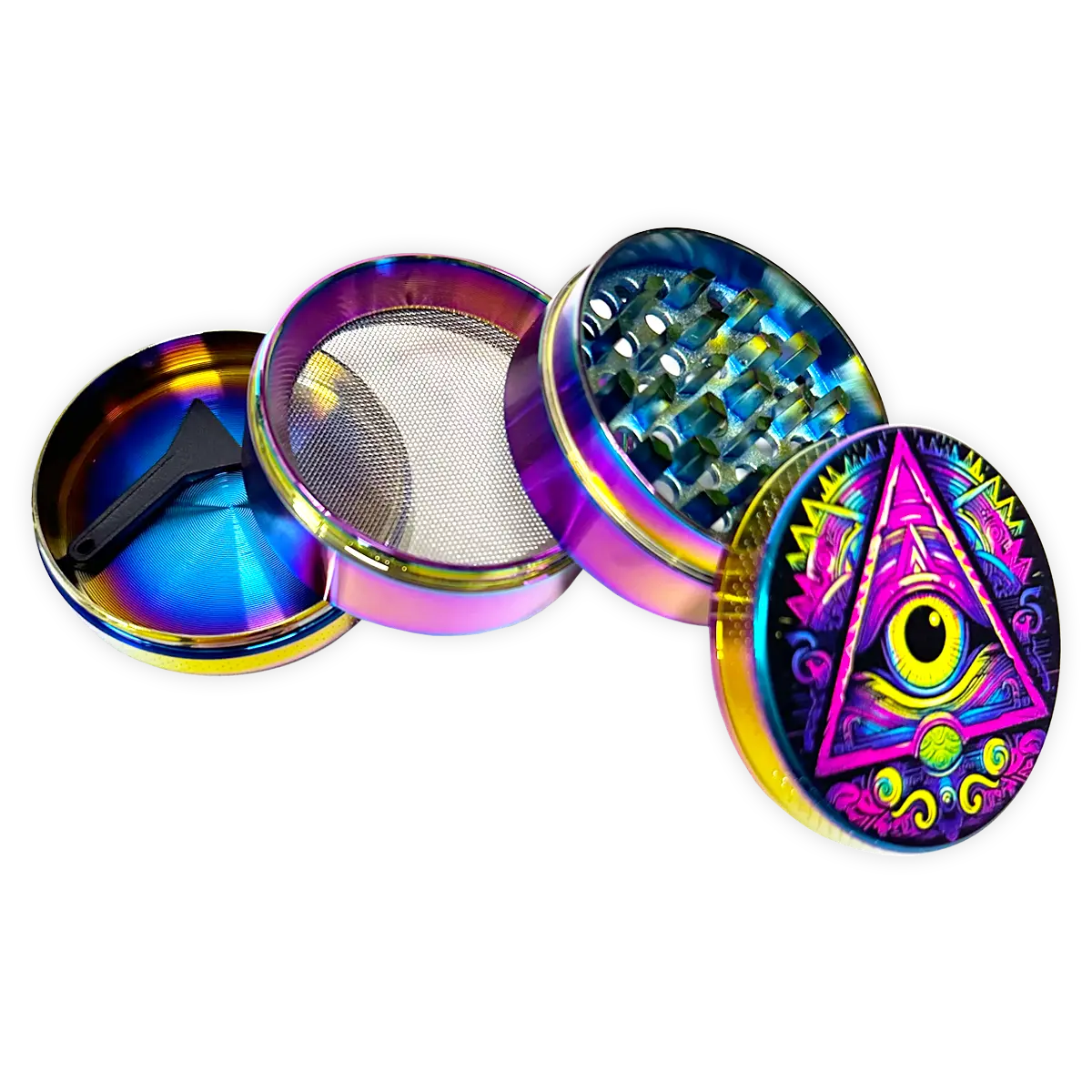 Metal 4 Piece Grinder with Printed Top - 6 Pieces Per Retail Ready Display 25552 SMOKEZILLA